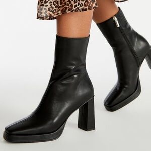 JustFab - Verity Ankle Platform Heeled Boots - Vegan Leather